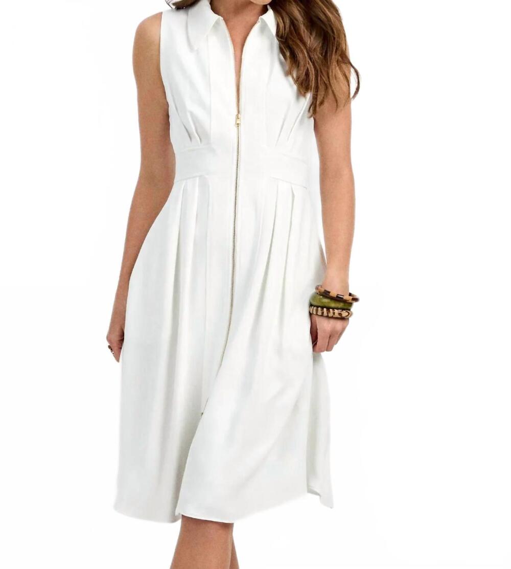 NEW TRINA TURK farfalla sleeveless midi dress in georgette white